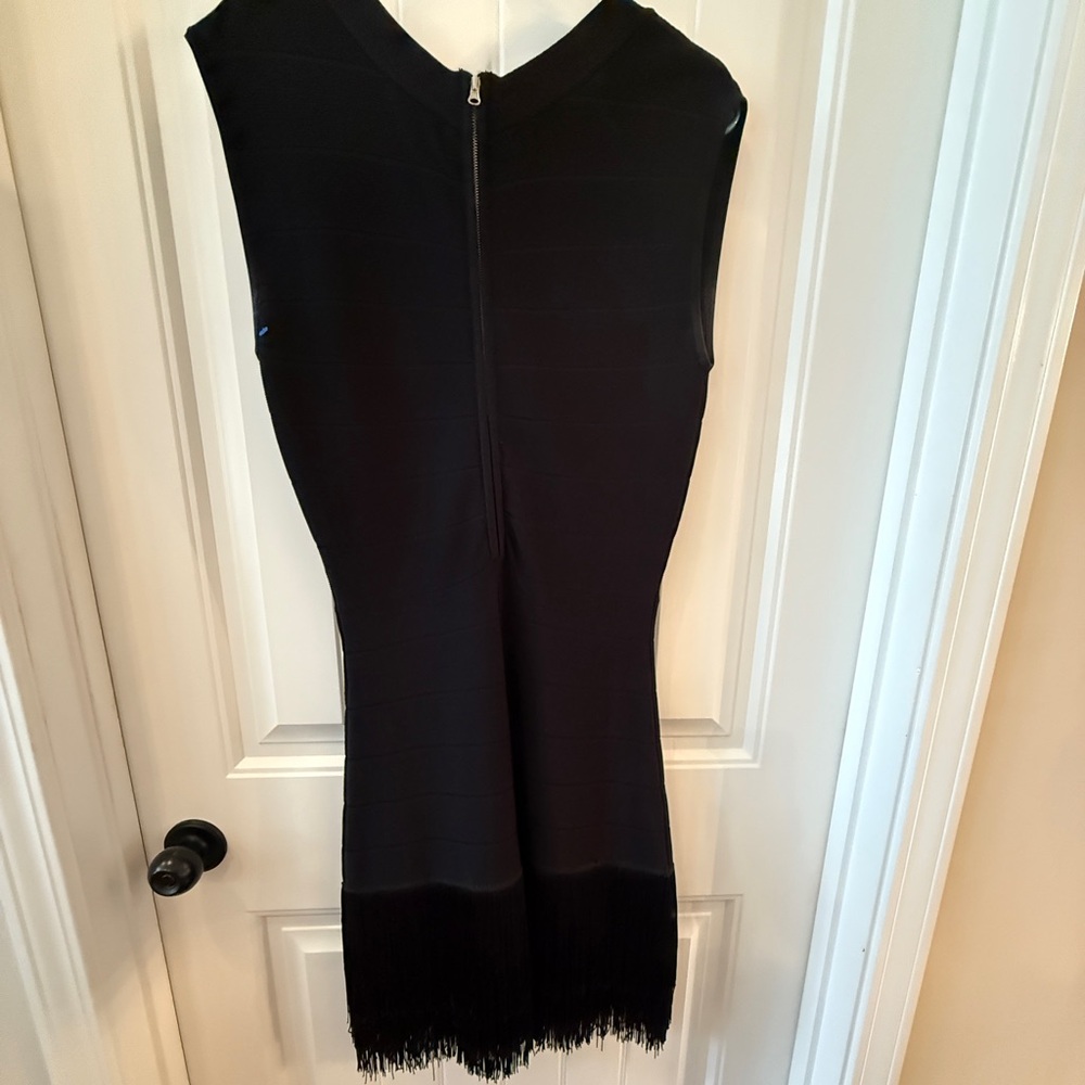 Venus Bandage Black Fringe Cocktail Dress - Sz 8 / EUR 40 - Picture 11 of 12